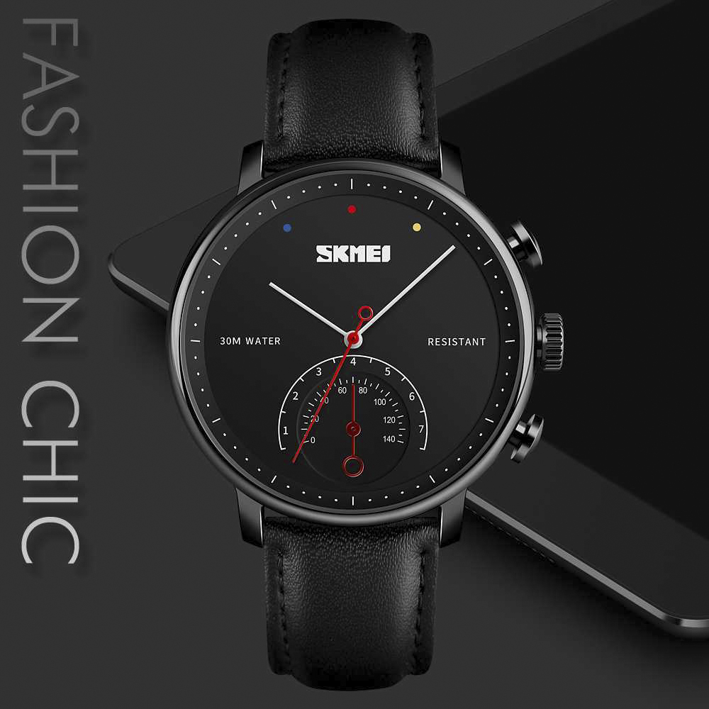 Skmei Fashion Simple Leather Strap Men's Wrist Watch BuyBuy.lk