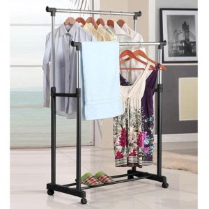 Double Pole Portable Clothes Rack